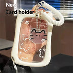 1PC Cat Ear Card Cover Transparent Student Bus Card Cover Subway Access Card ID Card Campus Card Water Card Document