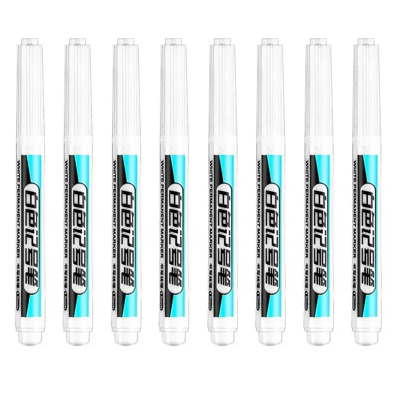 0.7/1.0/1.5/3.0mm White Marker Pens Oily Waterproof Permanent Paint Markers For Wood Plastic Leather Glass Stone Metal Supplies