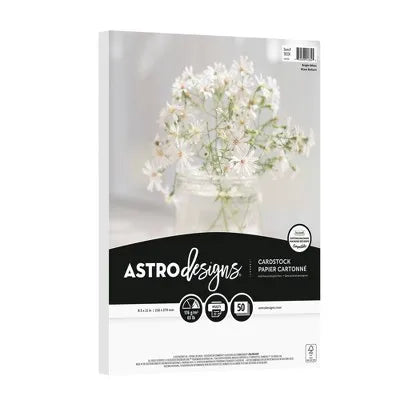 8.5"x11" 50-Sheet Bright White Cardstock 65 lb: Uncoated 65 lb Cover Stock, Pack of 50, Letter Size