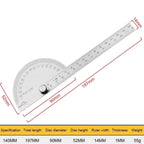 180 Degree Adjustable Protractor 14.5cm Stainless Steel Angle Gauge Round Finder Head Caliper Measuring Ruler Tool