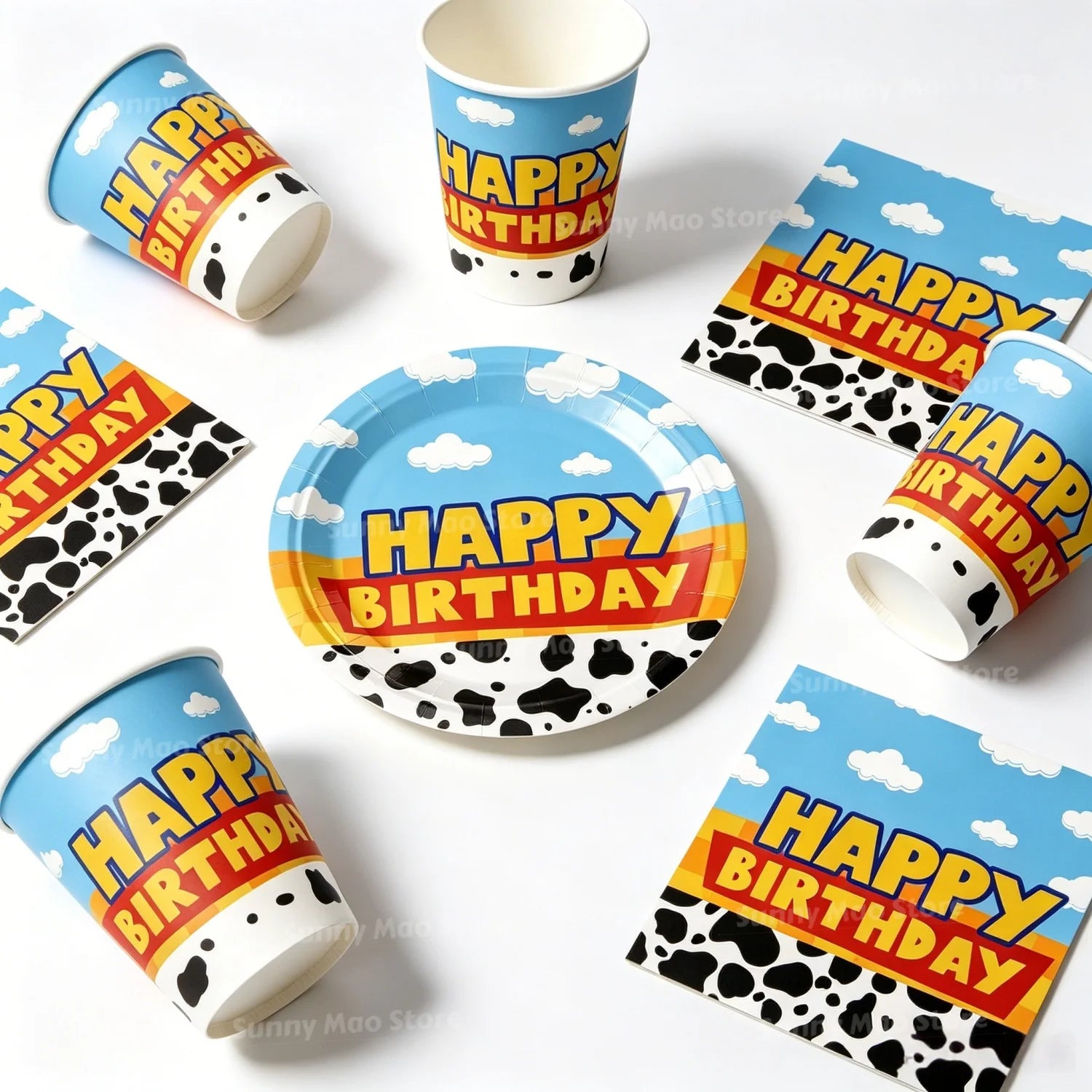 60Pcs Toy Inspire Game Story Birthday Party Supplies Set Includes Paper Plates Cups Napkins Tableware for 20 Guests Decorations