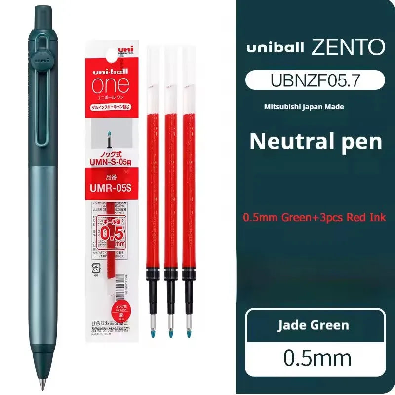 New Uni uniball Zento Flow Metal Rollerball Pen Aluminum Grip Gel Pens 0.5mm Water-Based Black Ink Ultra Smooth Writing Japan