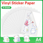 10 Sheets Printable Vinyl Sticker Paper Self-adhesive A4 Copy Paper DIY Holographic Transparent White Labels for Inkjet Printer
