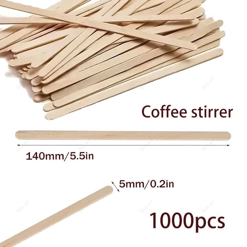 1000/2000Pcs, Disposable Wooden Stirring Sticks, 14Cm/5.5In Natural Birch Wood, Coffee Accessories, for Cocktails, Coffee Shops, Bars, Restaurants, Halloween, Christmas Parties, Picnics, Gatherings, DIY Crafts