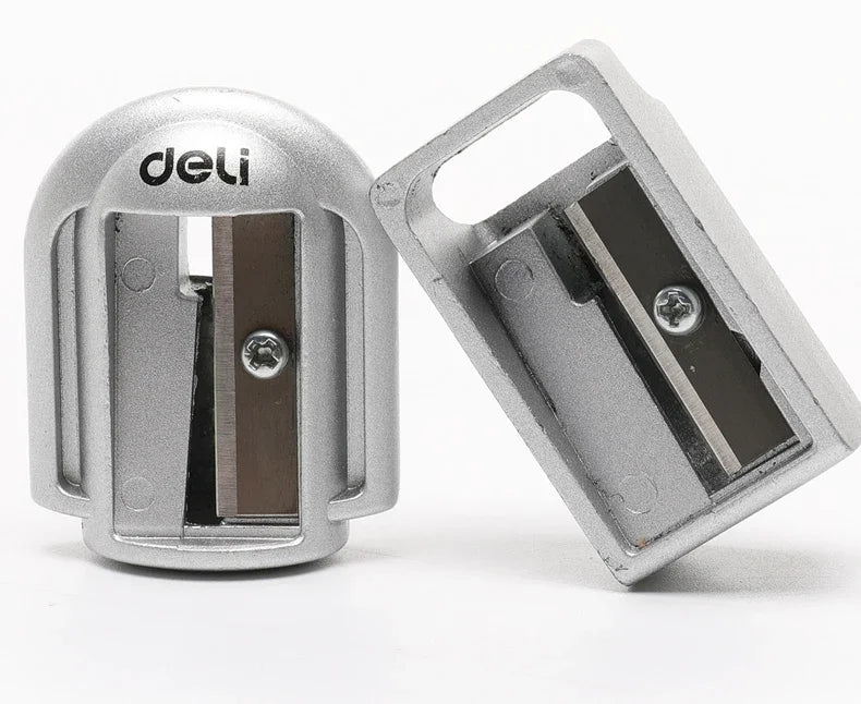 1/2Pcs Deli Zinc Alloy Pencil Sharpener Silver Metal Sharpener School Office Sharpener Stationery Supplies