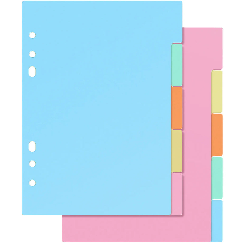10Pcs Smooth Thick PP Plastic Dividers with Label Tabs for A5 6-Ring Binder Translucent Design Indexing Subject Separation