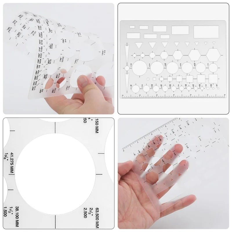J1UL1N 3Pcs Circle Templates For Drafting Flexible Circle Stencils With Geometric Shapes 6 Sizes Plastic Measuring Rulers