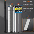 Multifunctional 4-color-in-one gravity-sensing pen metal ballpoint pen/Mechanical Pencil,Black/Red/Blue Ink Oil Signing canetas
