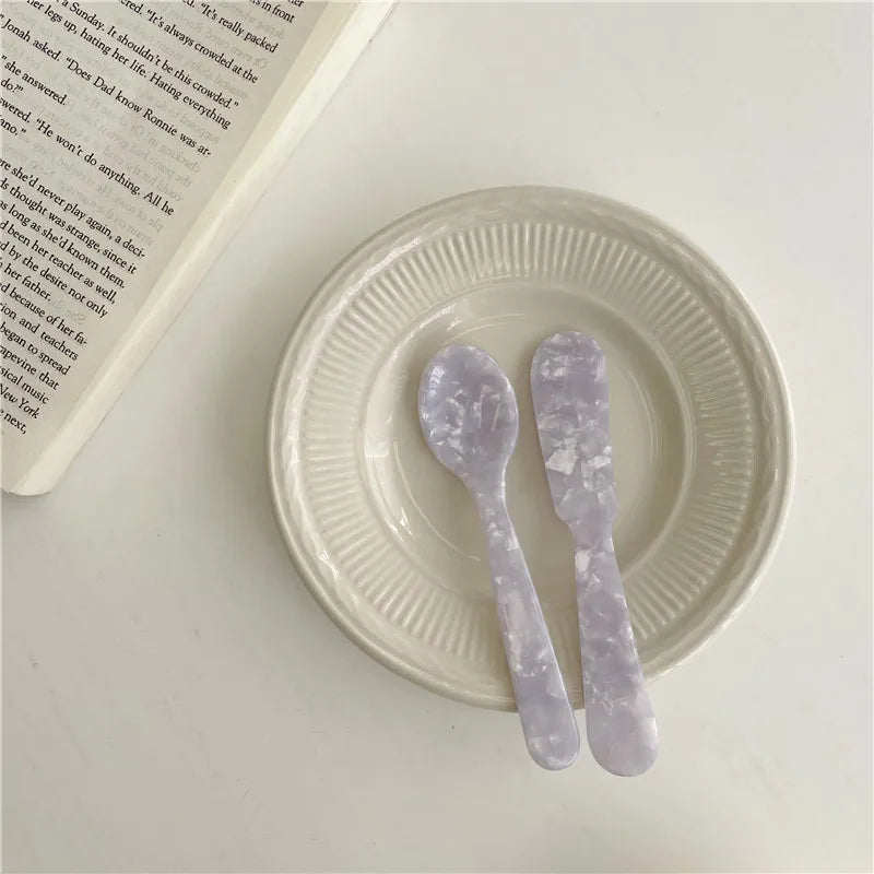 Colorful Acrylic Ice Cream Spoons Coffee Caviar Stirring Spoons Dessert Teaspoons Kitchen Tableware Craft Tools