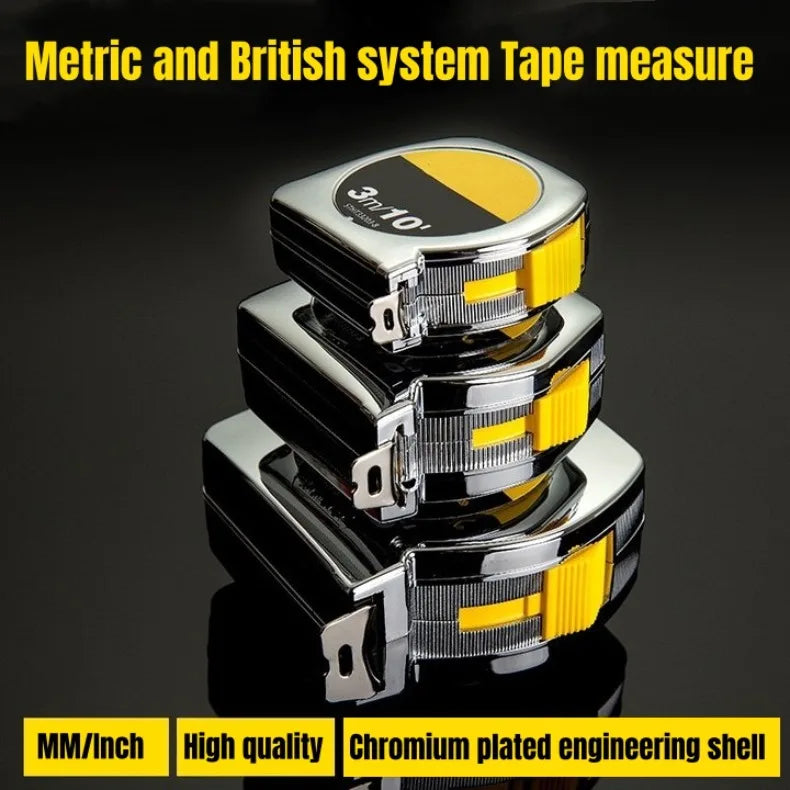 High-precision 10M Steel Tape Measure Metric and British System Measuring Tape Thickened Wear-resistant Woodwork Measuring Tools
