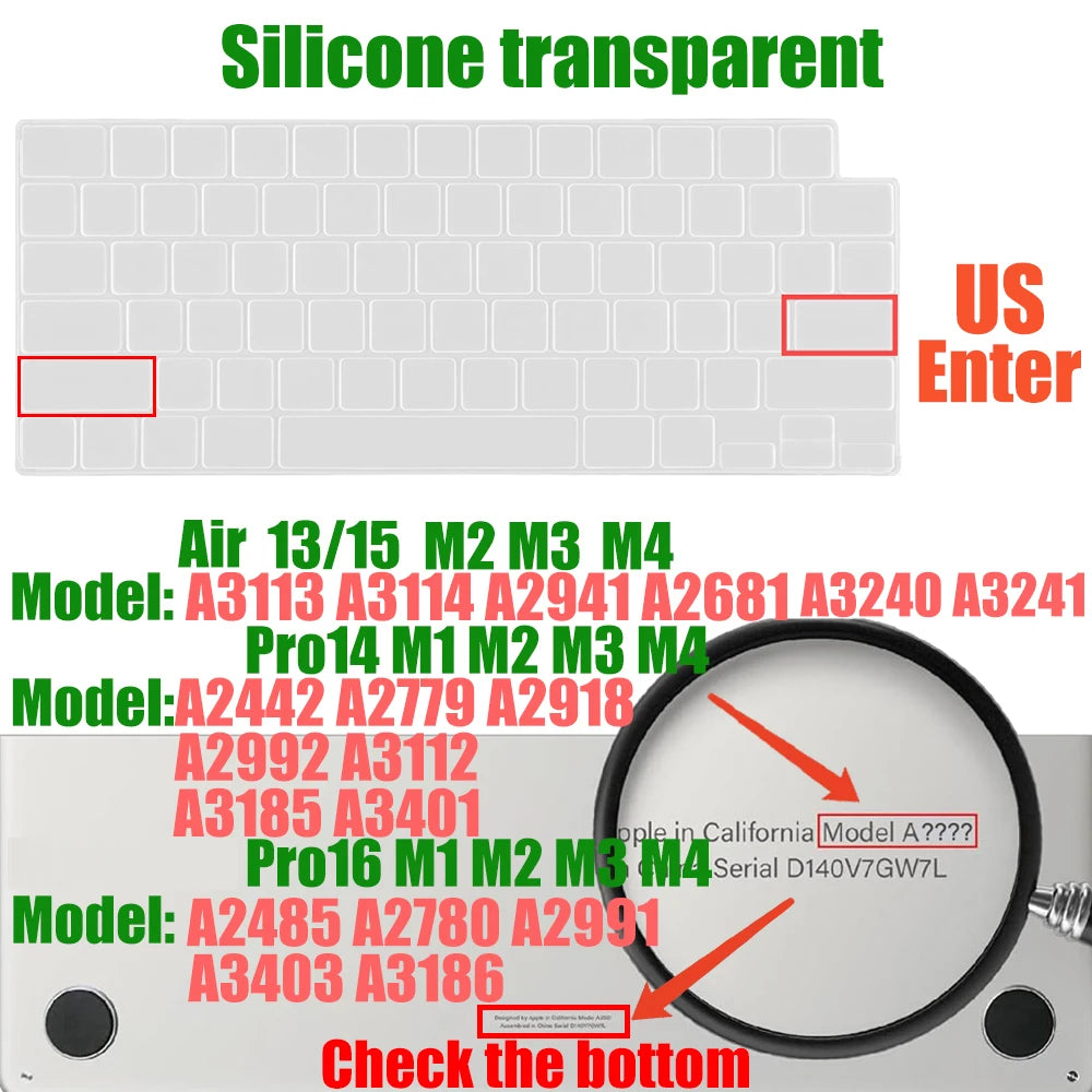 Multi-Language Keyboard Protector Compatible with for MacBook Air/Pro M5-M4 A2779,A3434,A3241 | Arabic, FR, RU, ES, IT Layouts