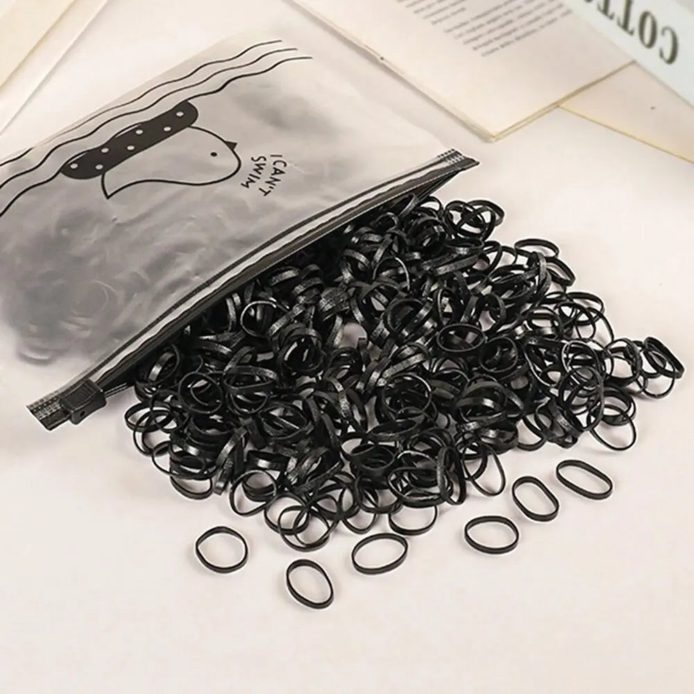 1000pcs Colour Children Disposable Rubber Band Black Transparent High Elasticity No Harm to Hair Hair Accessories Headband
