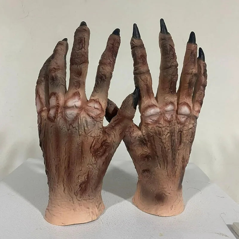 Mummy Hand Latex Gloves for Halloween Easter Costume Lifelike Zombie Prop for Adults Children Party Favor Spooky Dress-Up