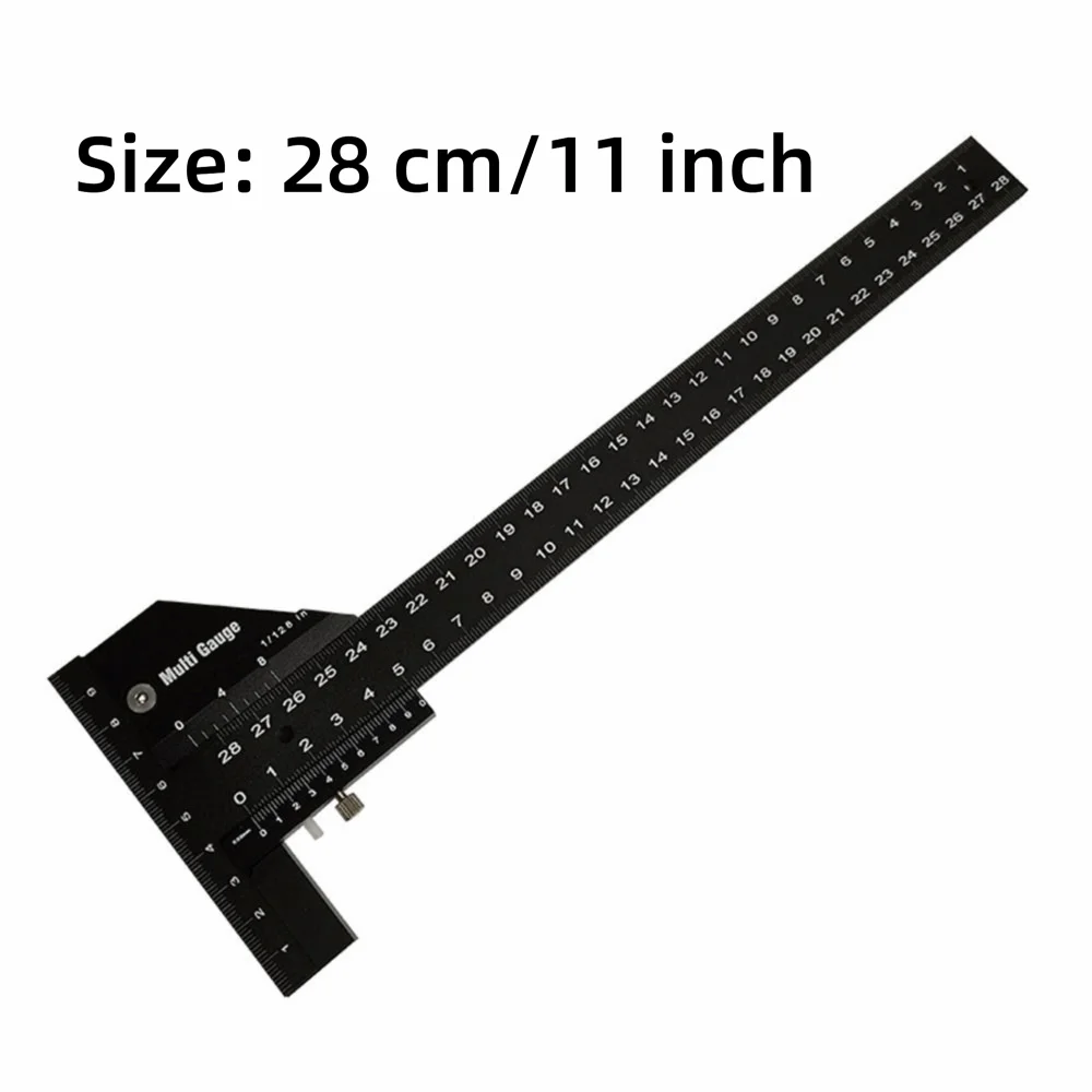Multi-Angle Sliding T Square Ruler Anodized Finish Aluminum Alloy Construction Sliding Depth Gauge Woodworking Scribe Ruler
