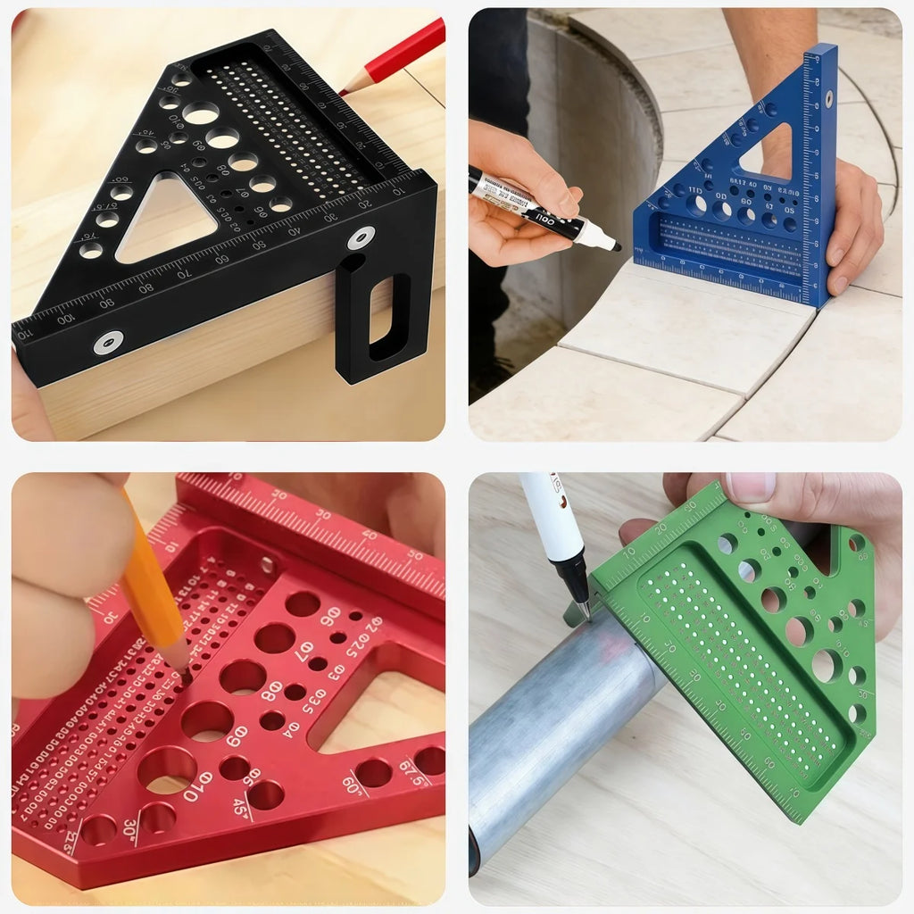 ABS Multi-Angle Measuring Mini Ruler, 45/90 Degree Woodworking Square Protractor, Miter Triangle Ruler Layout Measuring Tool