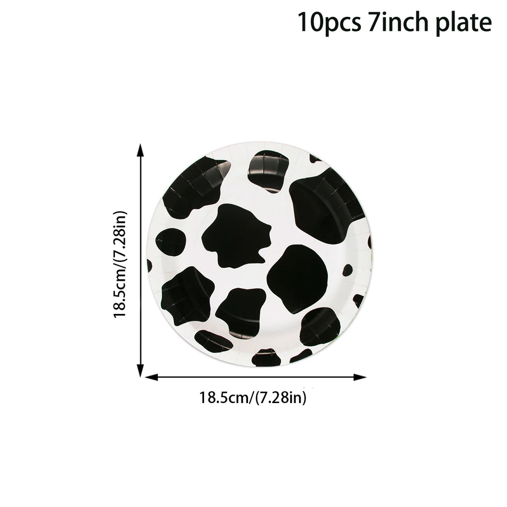 Cow Party Themed Disposable Tableware Set Paper Plates and Cow Napkins for Kids Cow Themed Birthday Party Decorations