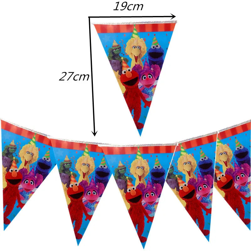 Cartoon Sesames Streets Birthday Party Supplies Kids Disposable Tableware Cup Plate Napkin Tablecloth Balloon Banner Decoration
