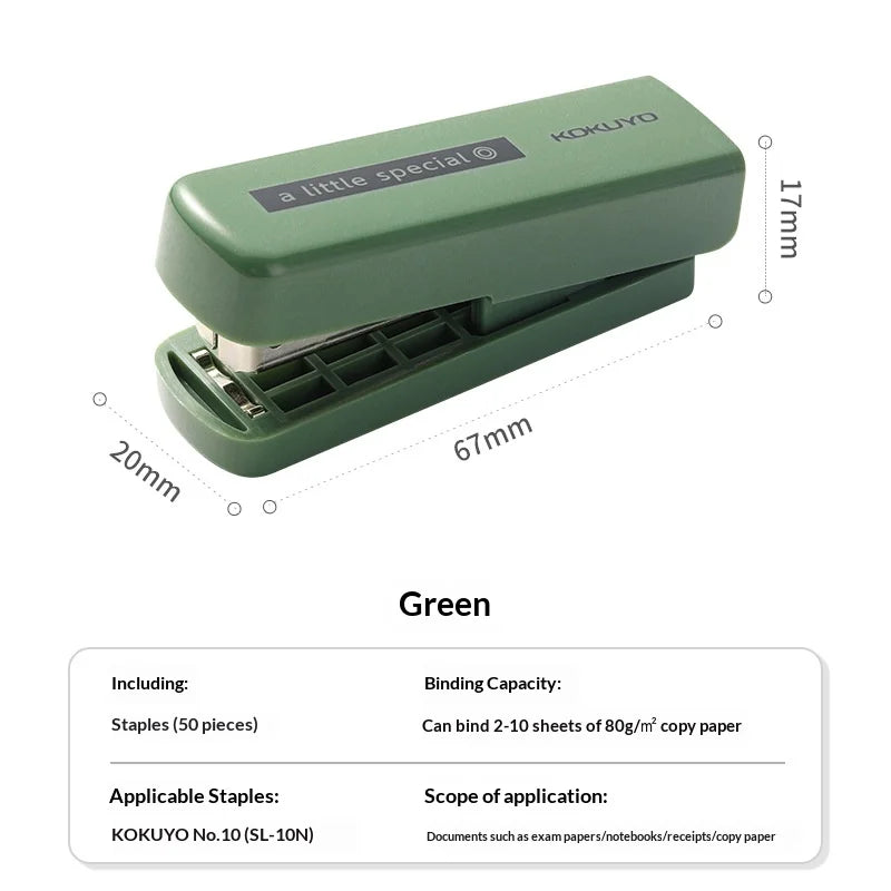Kokuyo A Little Special 10#Needle Mini Stapler,Strong&Easy Lightforce Effortless Stapling Tool for School,Home,Office,Exam,Files