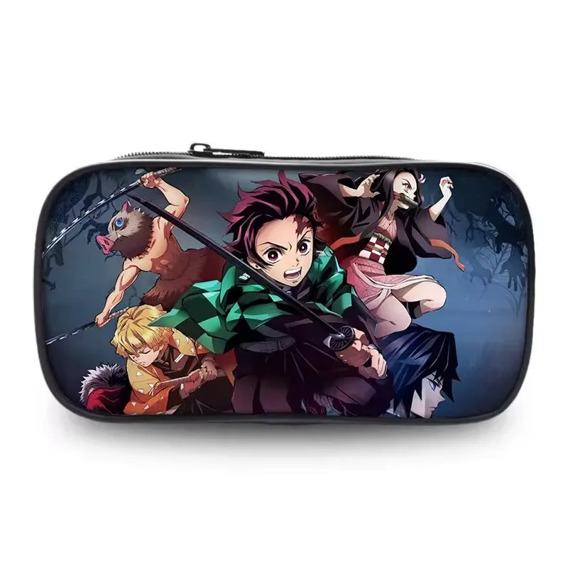 Nime Demon Slayer Kimetsu No Yaiba Pencil Pen Case Stationery Bag Pouch Holder Box Organizer for Teens Girls Adults Student.