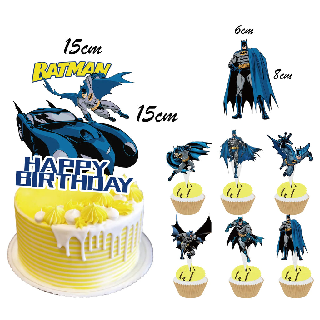 Batman Block Birthday Party Supplies Decoration Tableware Tablecloth Paper Cup Plate Napkin Cake Topper Kids Favors Gifts