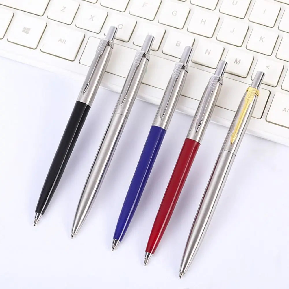 Metal Ballpoint Pen Press Tyle Business Fountain Pen with Blue/Black Ink Refill Students Gift Neutral Pen School Office Supplies