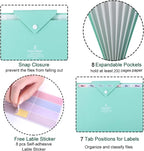 Green Expanding 8 Pockets Accordion File Folder Document Folder Organizer A4 Letter Paper File Organizer For School Office Home