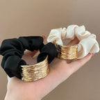 Korean Metal Satin Large Intestine Ring Women Rubber Bands Hair Ties Hair Rope Girls Ponytail Holder Headdress Hair Accessories
