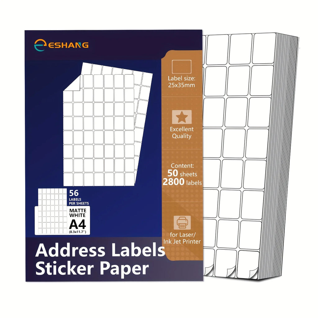 ESHANG Address Labels Sticker Paper for Laser/Ink Jet Printer Mailing Labels A4 White 56 Per/32 Per Sheet