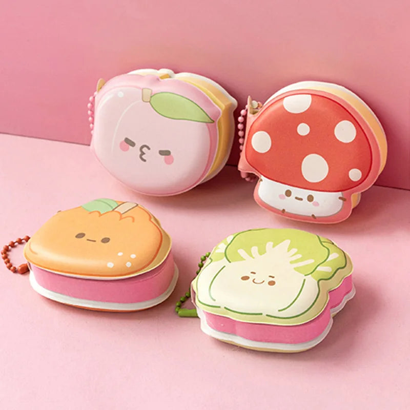 4 Pcs Mini Cute Cartoon Memo Pad Game Console Vegetable Bread Shape Sticky Note Portable Message Book Pendant Book