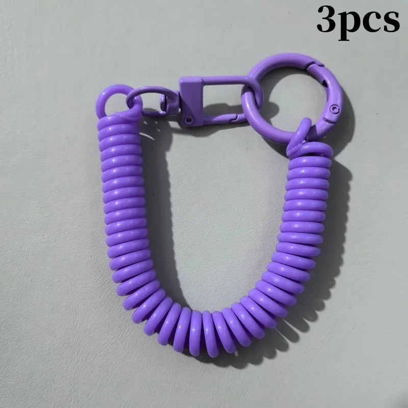 Colorful Spring Coil Lanyard DIY Phone Tether Keychain Pendant Earphone Holder for Mobile Case Accessory