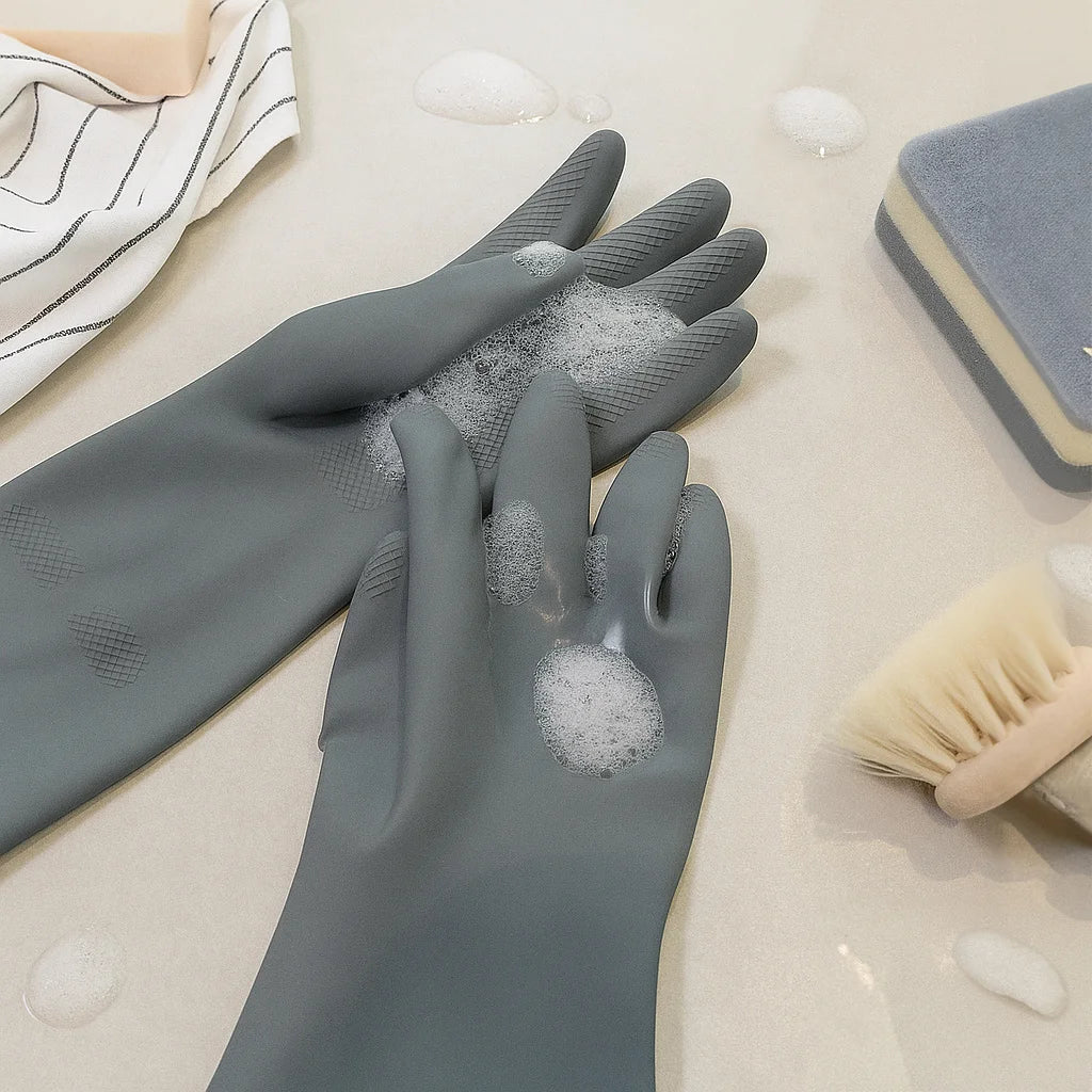 1 Pair Thick Latex Kitchen Rubber Gloves for Dishwashing Cleaning and Household Chores Durable and Comfortable,Waterproof