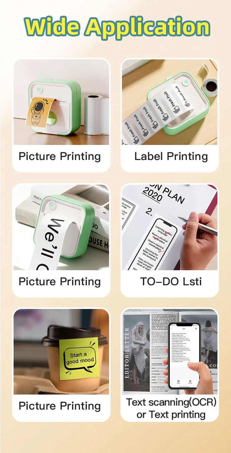 DOLEWA D5 Label Maker Inkless Sticker Printer 12-57mm Roll Paper Adjustable Thermal Pocket Printer for Photo Printing