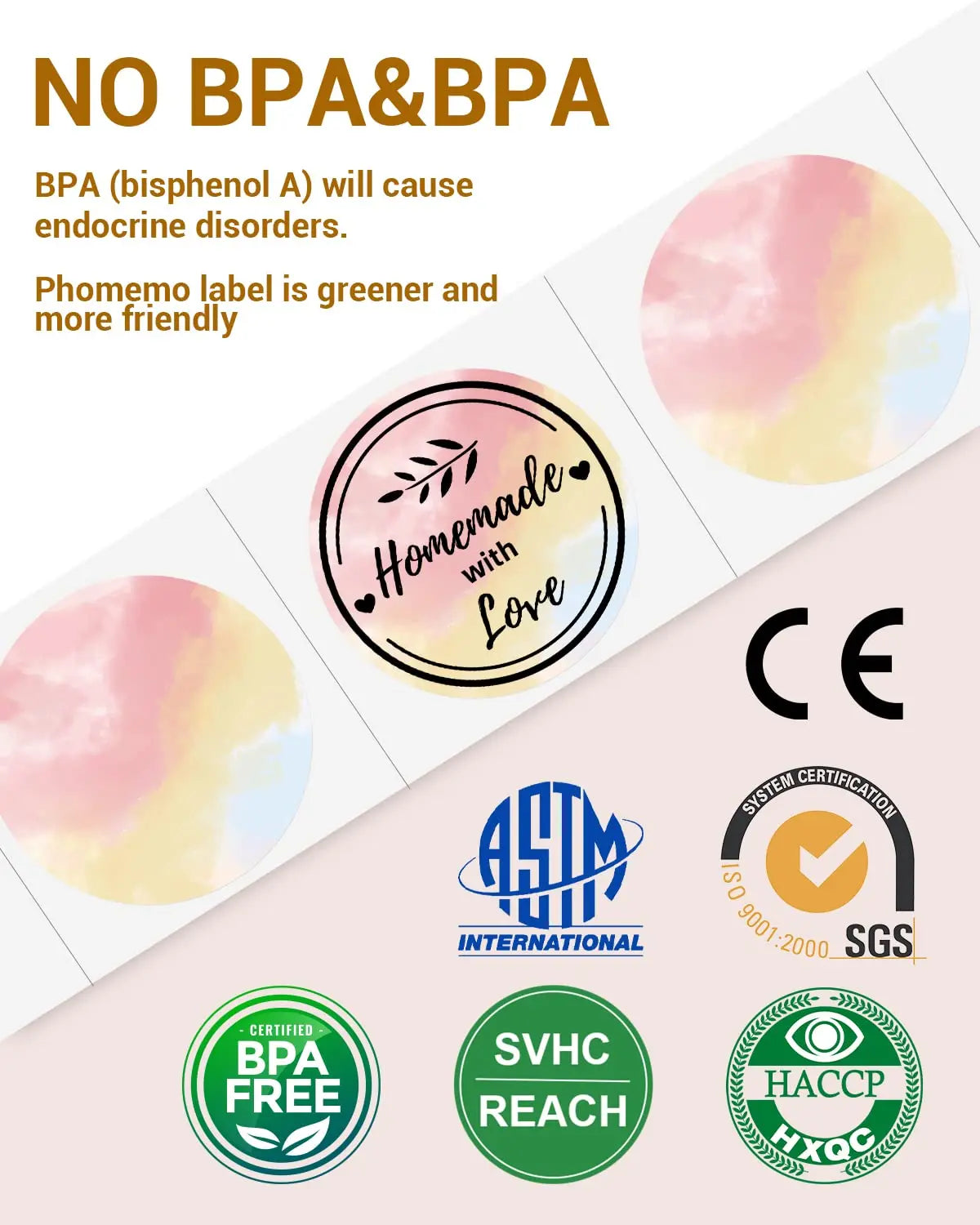 Thermal Label Paper round Sticker White Pure Color Shipping Label Waterproof for Phomemo PM241/PM246S/D520 Label Printer