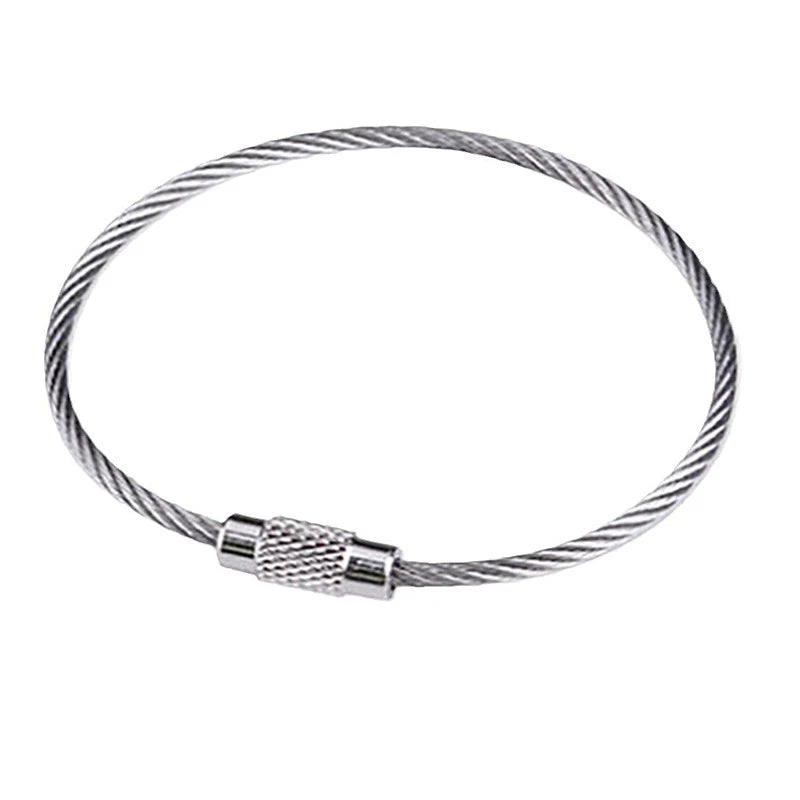 10Pcs Wire Rope Key Chain Stainless Steel Wire Keychain Carabiner Cable Key Ring Outdoor Hiking