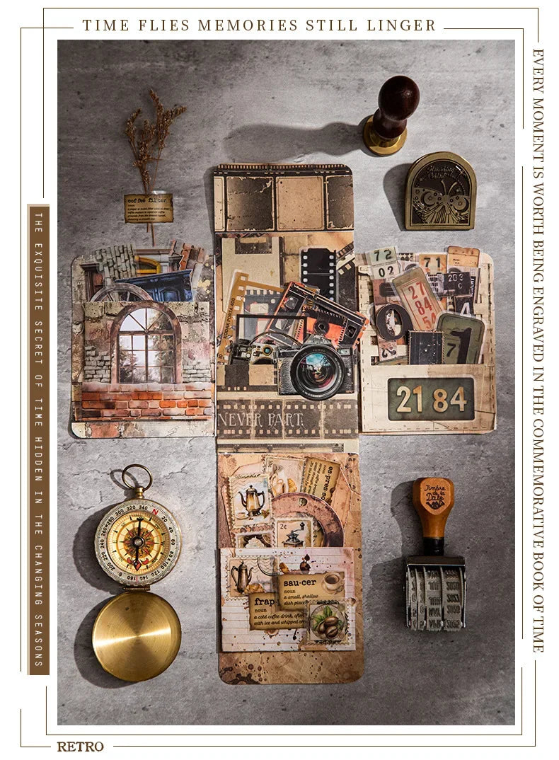 90Pcs Favorites Notebooks Decorative border Material paper handbook material European Coffee Manuscripts Pad collage Scrapbook