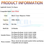 T544 544 Ink Bottle 544 Refill Kit Fit For Epson EcoTank L1110 L1210 L1250 L3110 L3150 L3210 L3250 L3251 L3260 L5290 Printer ink