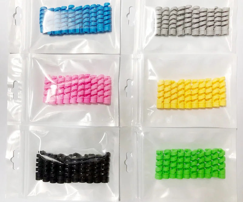 10pcs Cable Protector Silicone Charge Cable Spiral Winder Wire End Cord Savers Cover For Phone USB Charger Cable Accessories