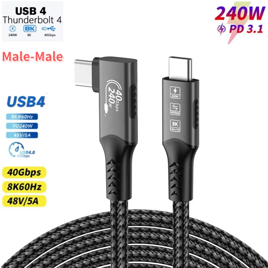USB4 for Thunderbolt 4 Cable 40Gbps 8K@60Hz 4K@120Hz PD3.1 100W Type-C to USB-C Dual Protocol Compatible for iPhone 17 K36S