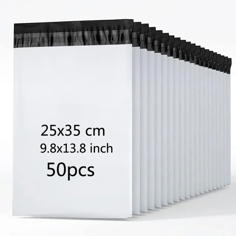 50pcs Solid White Poly Shipping Bag Mailers Mail Courier Bag PE Plastic Express Envelope Storage Bags Self Seal Packing Pouch
