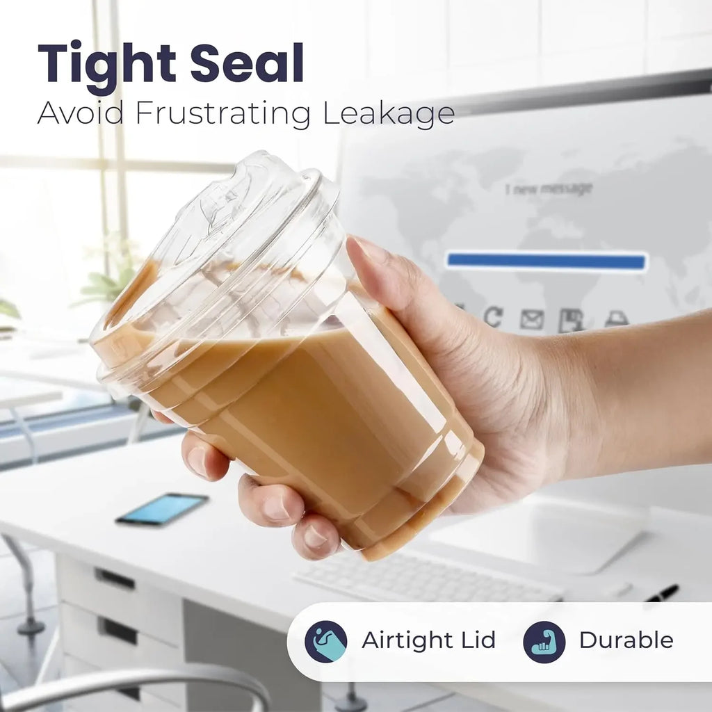 12/16/20oz Disposable Transparent Plastic Cup Leakproof Shatterproof Fit For Milk Bubble Tea Coffee Beverages Daily Use