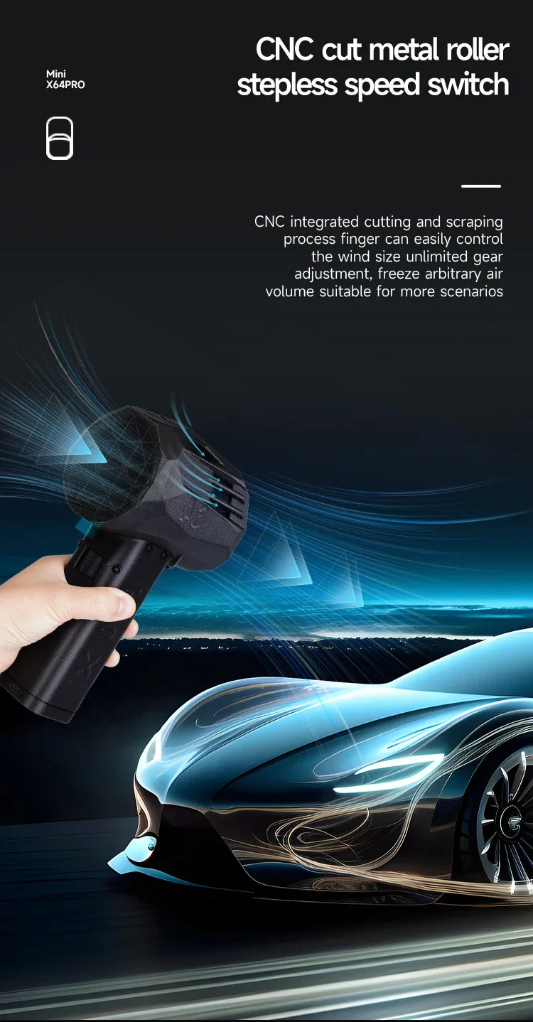 X64 Pro Car Violent Blower Powerful Electric Air Blower Brushless Motor Thrust Electric Air Duster for Car Dry 1.5kg/s 350km/h