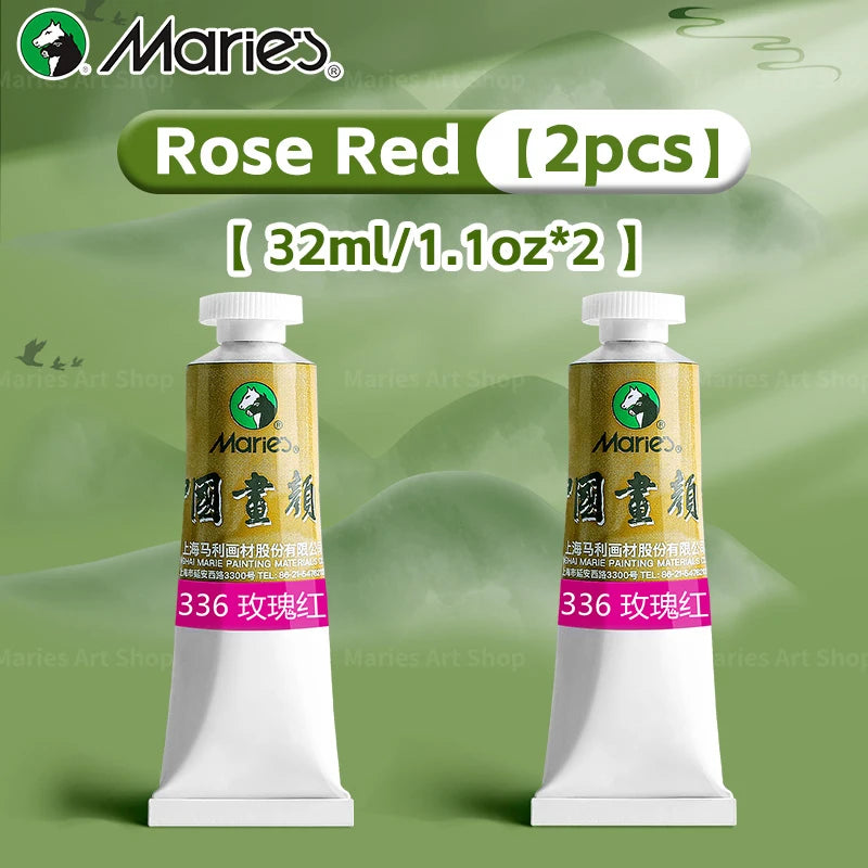 Marie's Chinese Painting Pigment Set,2pcs 20 Colors 32ml/1.13oz Tube,Watercolor Sumi Paint Kit for Drawing,Writing,Ink,Landscape