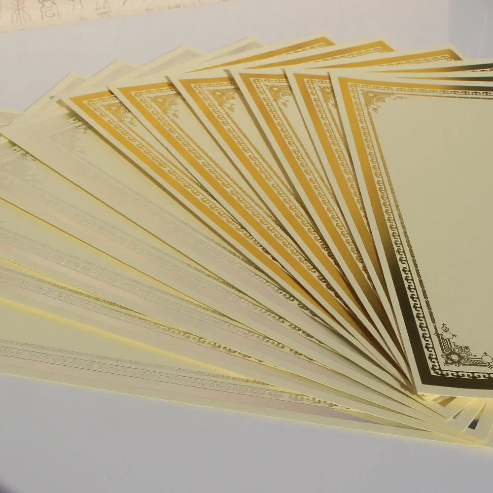 10PCS Award Certificate Paper Blank A4 Paper Diploma Certificate Paper for Graduation Ceremony Office School (250g Gold Foil)