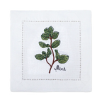 New Embroidered Herb Cocktail Napkin, Pure Linen, Lavender, Rosemary, Mint，Sage，Natural, Elegant, Tea Napkin, 15x15cm,