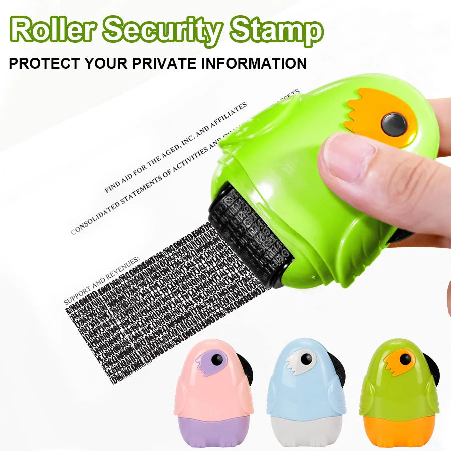 Identity Theft Protection Confidential Roller Seal, Mark Address Anti-Theft, Privacy and Security Seal, Three Colors Woodpecker