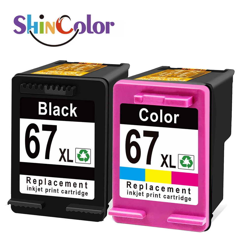 ShinColor Compatible 67XL Ink Cartridges for HP67XL for HP Deskjet 2700 Ink Cartridge for Envy Series 4200 6020 6030 6400 6430