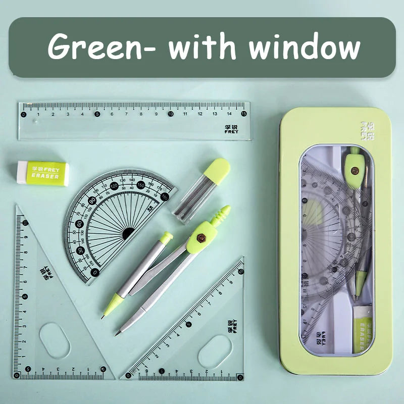 7 Pcs/set Mathematical Rulers Set Multi-function Professional Compass Ruler Drawing Tools School Supplies Students Stationery