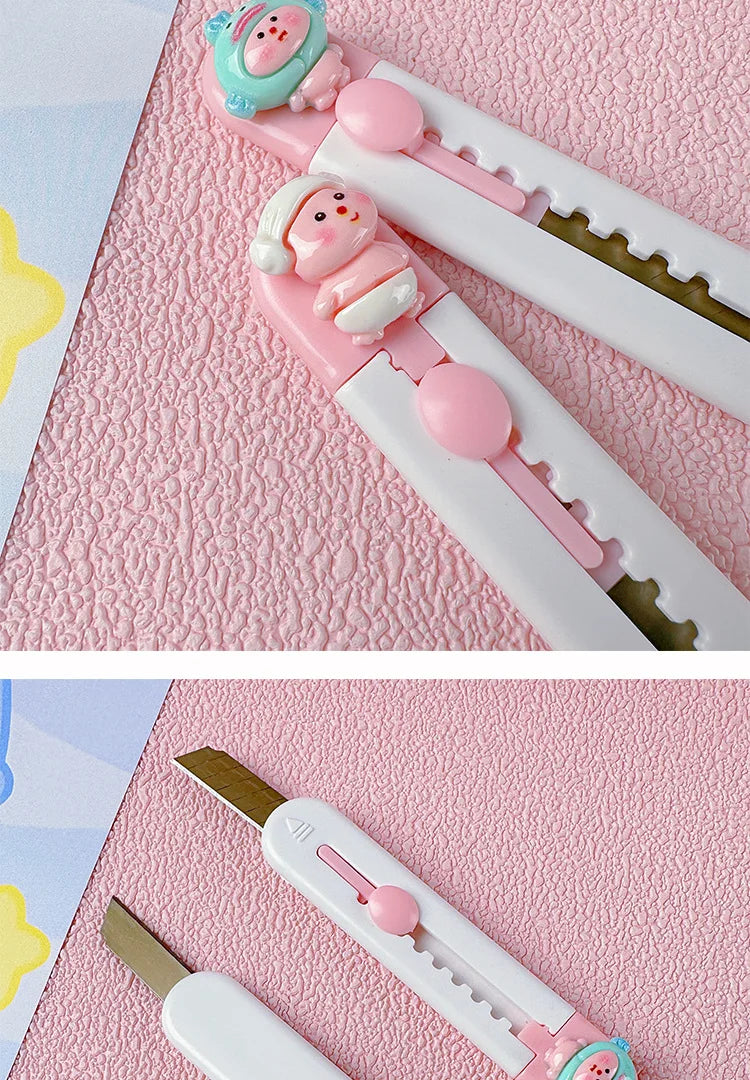 1pc Mini Portable Art Knife Students Use Envelope Opener Cute Cartoon Paper Cutter Office Stationery Express Unpacking Device