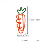 10pcs Funny Carrot Paper Clips Realistic Vegetable Shaped Baked Paint Metal Note Clips Office School Supplies