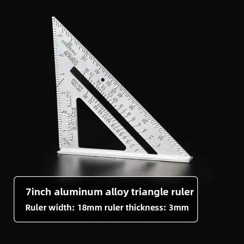 New Angle Ruler Square Woodworking Tools 1pcs 7Inch Triangle Ruler Measurement Tool Aluminium Alloy Carpenter Tools Inch Metric